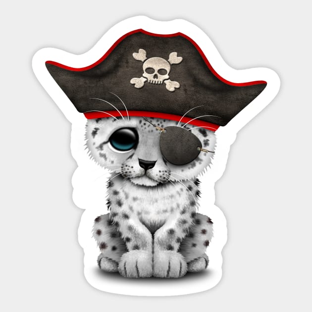 Cute Baby Snow Leopard Cub Pirate Sticker by jeffbartels